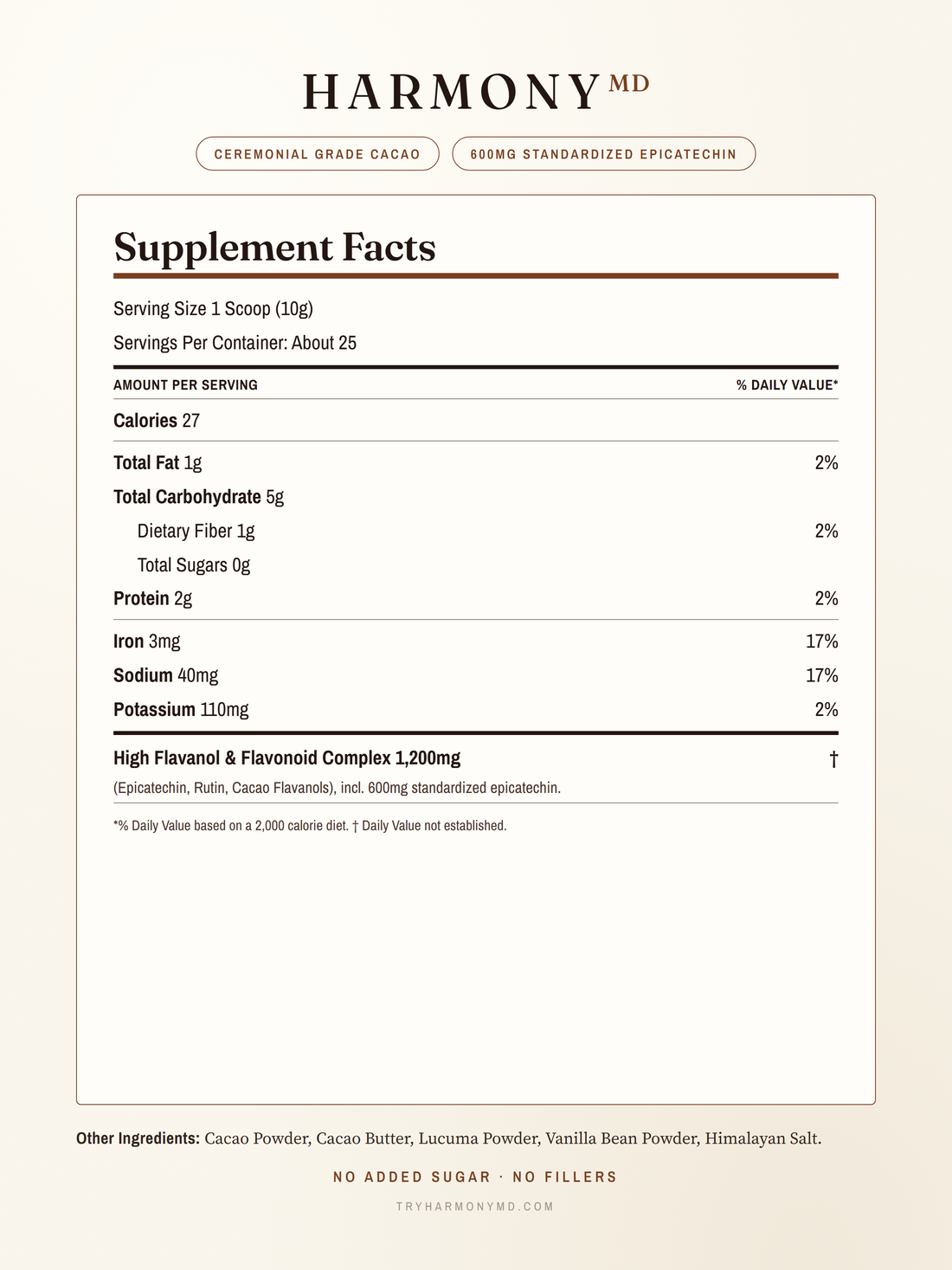 HarmonyMD CCV-3 Supplement Facts label